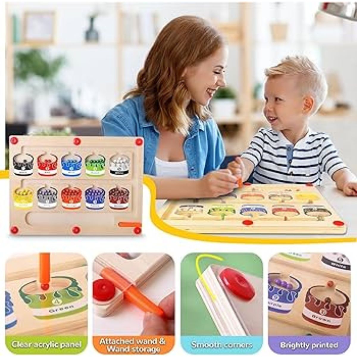 Magnetic Color Number Maze – Wooden Toy - Image 9